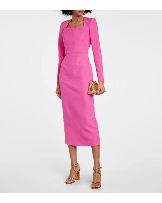 Roland Mouret Pink Asymmetric Midi Dress