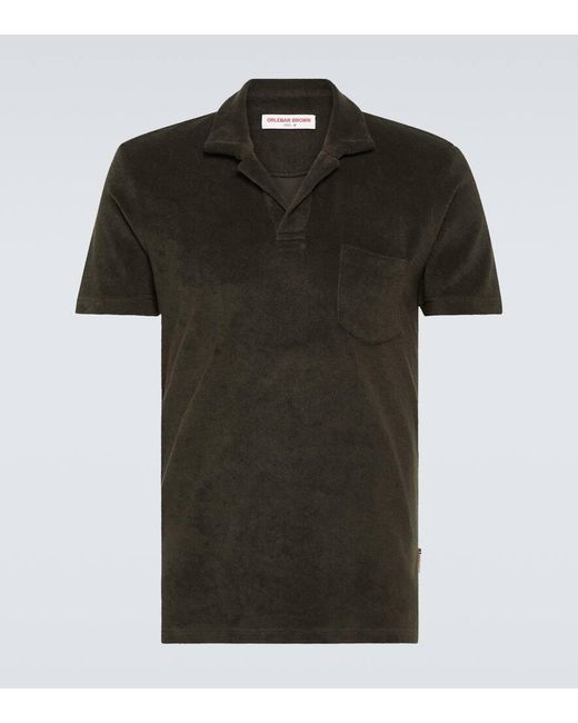 Orlebar Brown Black Cotton Terry Polo Shirt for men