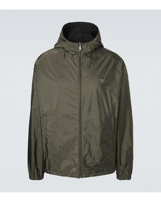 Prada Green Re-Nylon Reversible Leather-Trimmed Jacket for men