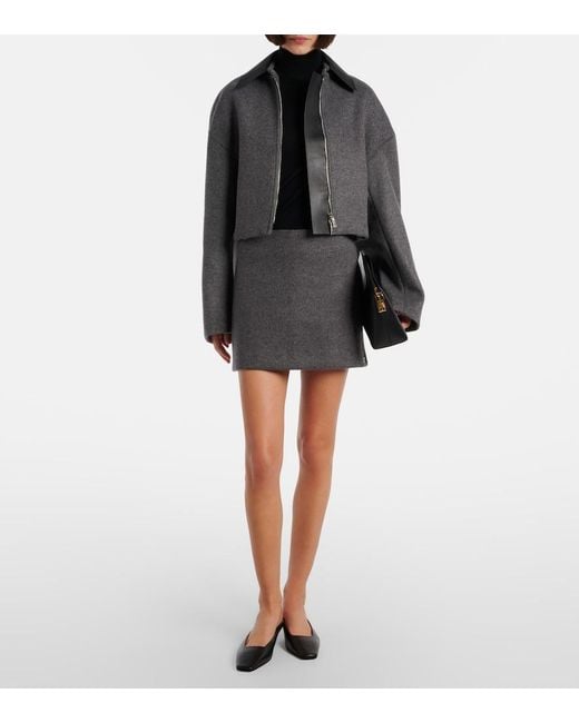 Sportmax Gray Vacuo Cropped Virgin Wool Jacket