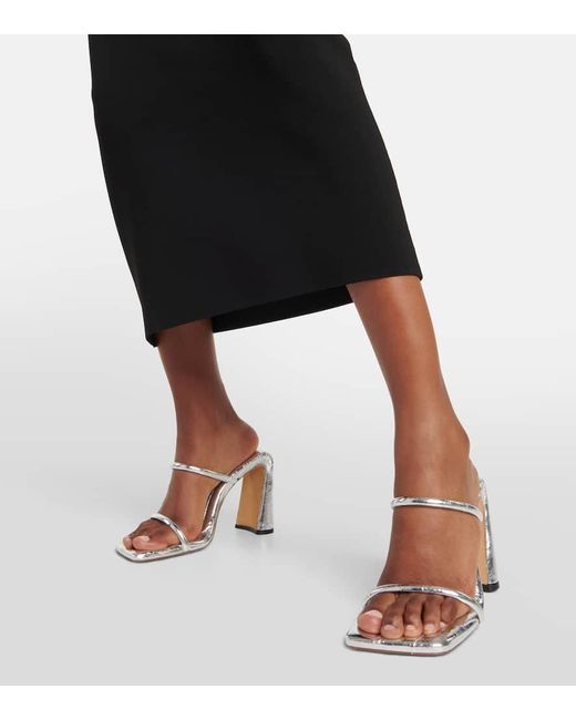 Proenza Schouler White Square Slide Metallic Leather Sandals