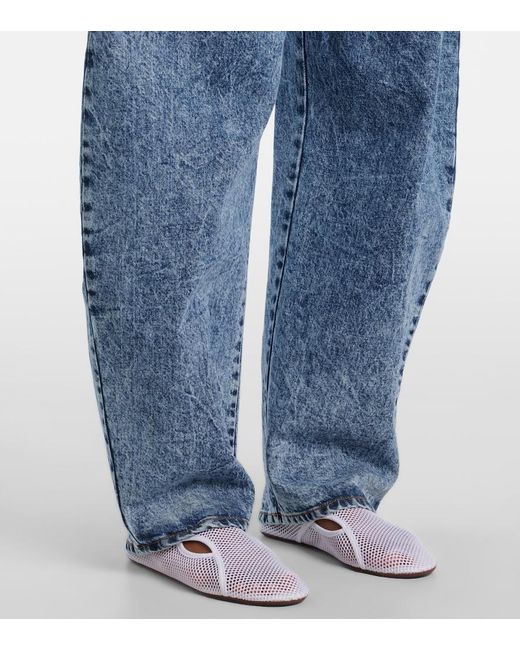 Alaïa Blue High-Rise Barrel-Leg Jeans
