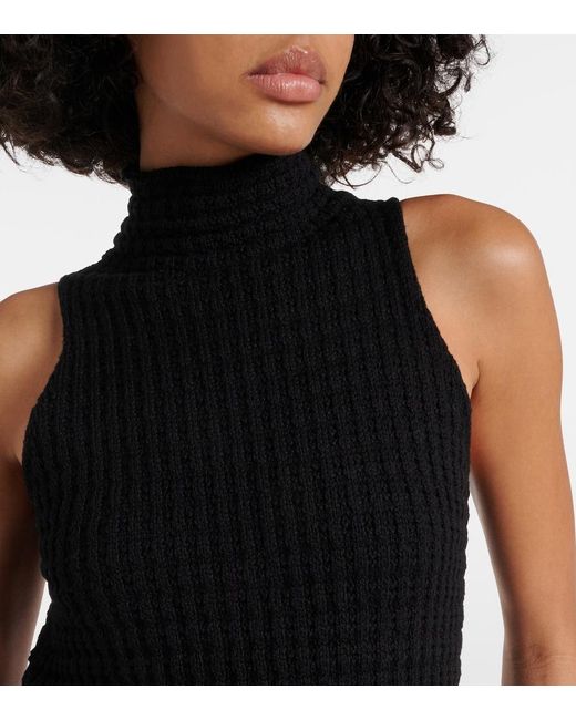 Jil Sander Black Frayed Cotton Top