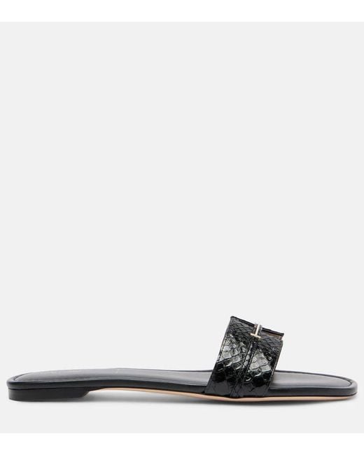 Tom Ford Black Julianne Croc-Effect Leather Slides