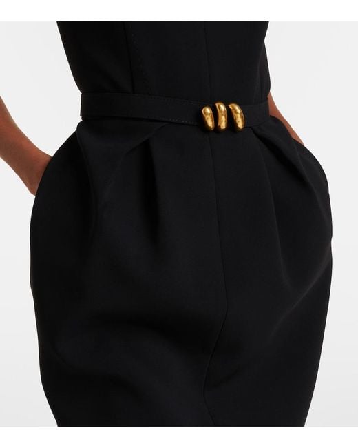 Max Mara Black Belted Cady Midi Dress