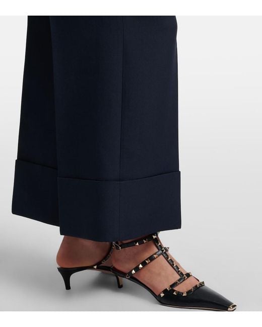 Valentino Blue Vgold Crepe Couture Wide-Leg Pants