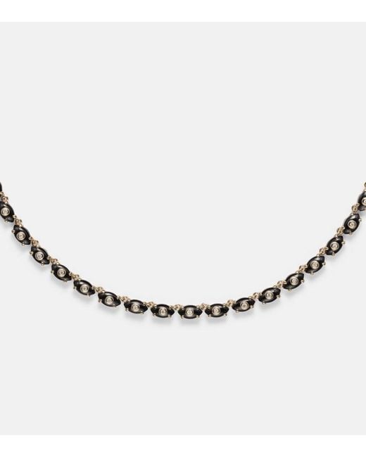 Sydney Evan Metallic Tiny Carved Stone 14Kt Necklace With Onyxes And Diamonds