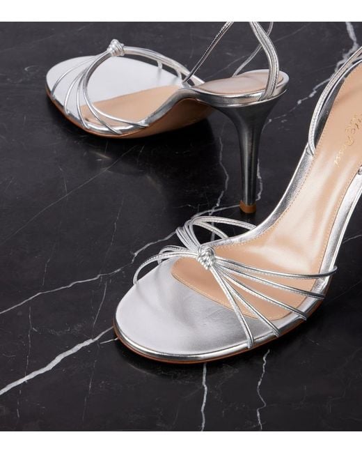 Gianvito Rossi White Gwyneth Metallic Leather Sandals