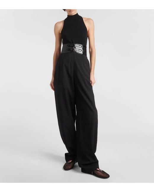 Alaïa Black High-Rise Wool Wide-Leg Pants