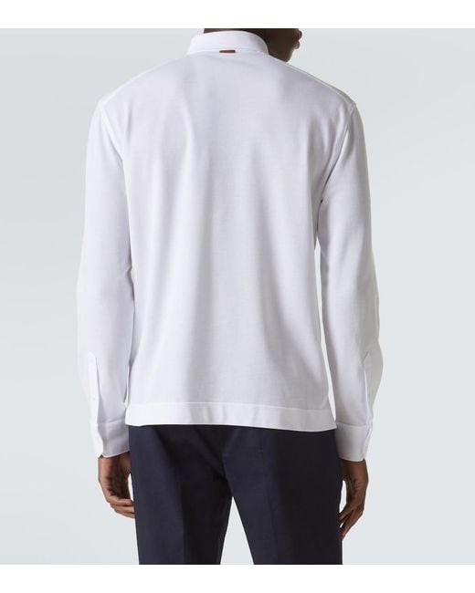 Zegna White Logo Cotton Polo Shirt for men