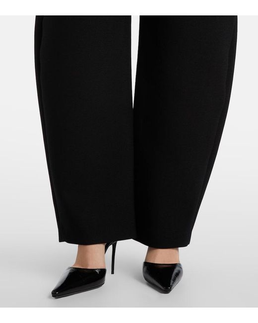 Alaïa Black Wool-Blend Barrel-Leg Pants
