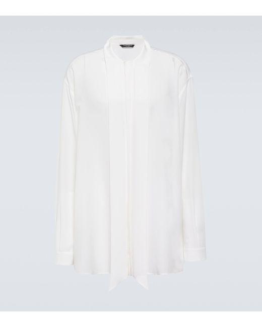 Dolce & Gabbana White Silk Crepe De Chine Shirt for men