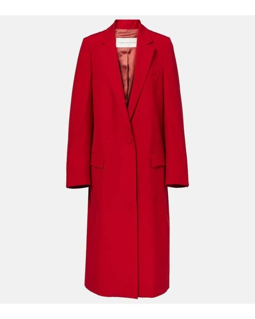 Dries Van Noten Red Wool Coat