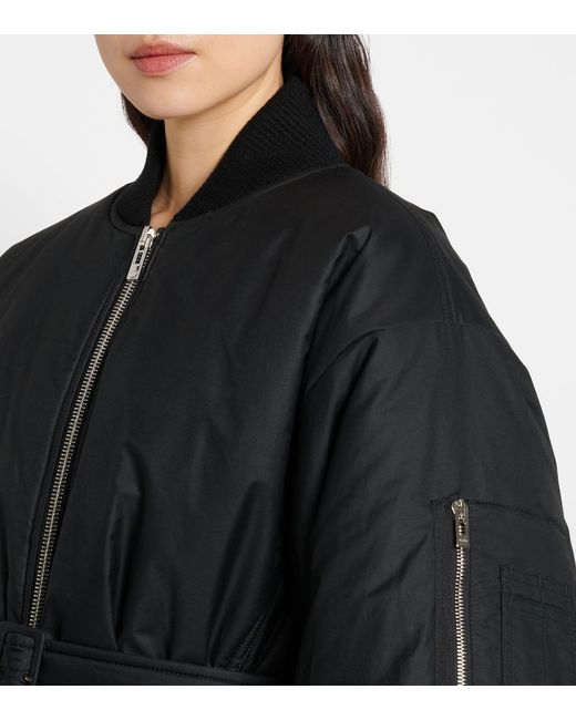 Alaïa Black Belted Cotton-Blend Bomber Jacket
