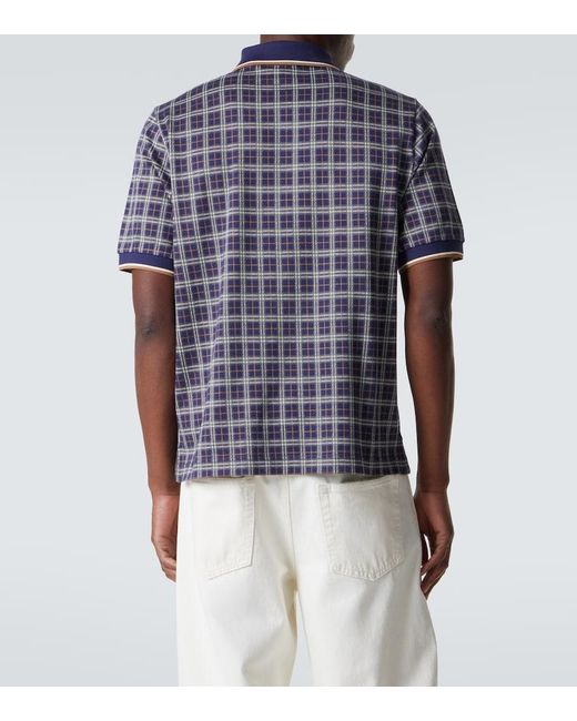 Burberry Blue Checked Polo Shirt for men