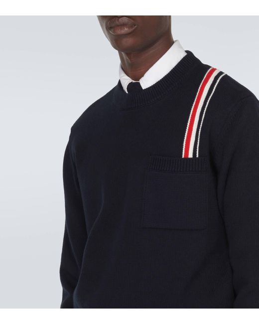 Thom Browne Blue Rwb Stripe Cotton Sweater for men