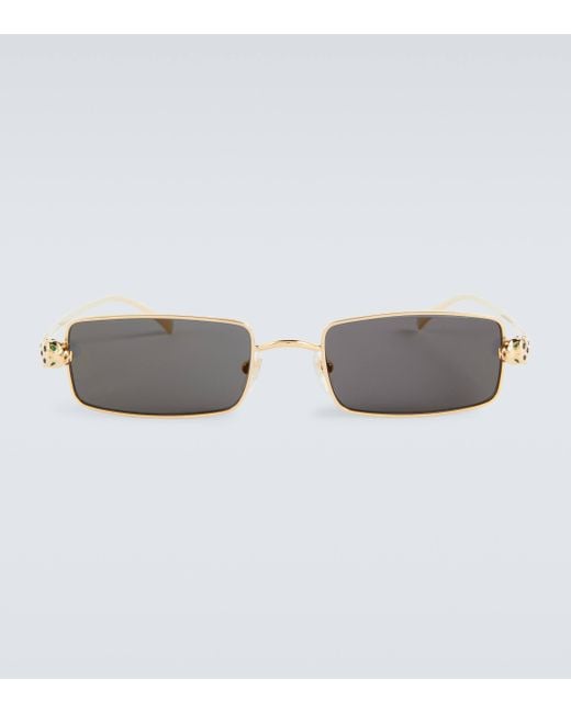 Cartier Gray Embellished Rectangular Sunglasses for men