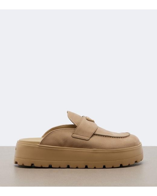 Prada Natural Suede Mules