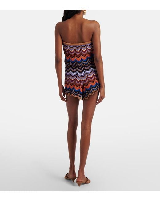 Faithfull The Brand Red Azul Crochet Cotton-Blend Romper