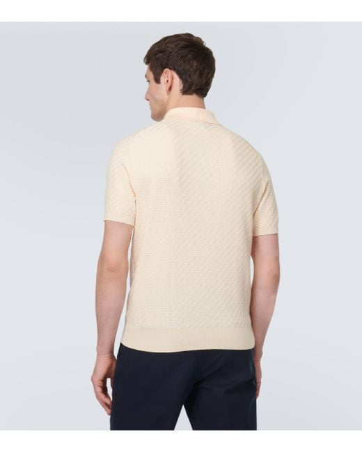 Brioni Natural Cotton, Silk, And Cashmere Polo Shirt for men