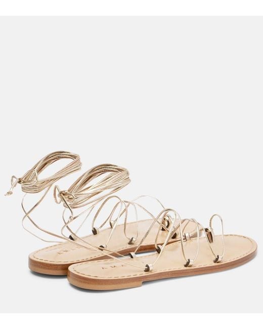 Amanu Natural Serengetti Metallic Leather Sandals