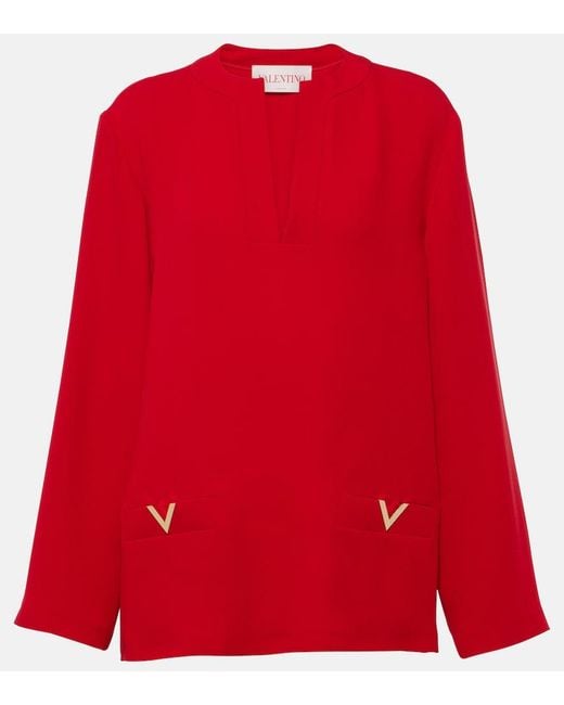 Valentino Red Vgold Cady Couture Silk Top