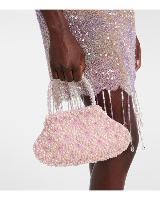 Clio Peppiatt Pink Scallop Mini Embellished Tote Bag
