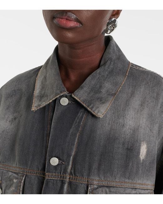 Chaqueta En Denim Estampada Acne de color Black