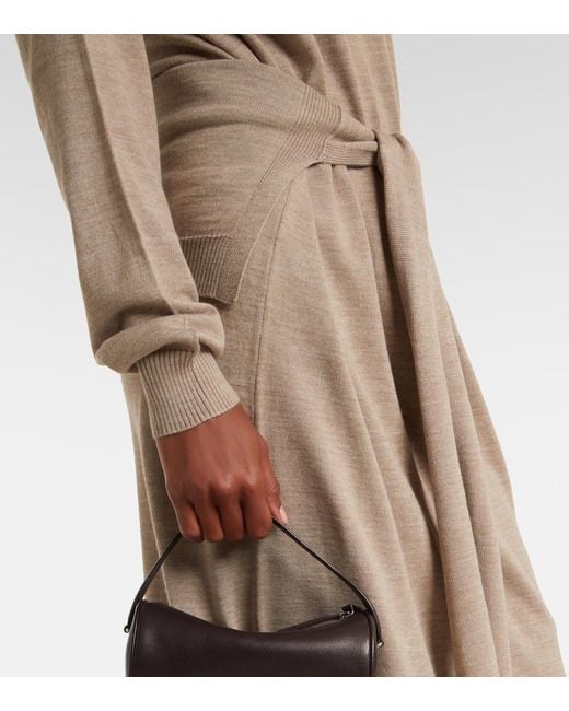 Lemaire Natural Turtleneck Wool-Blend Midi Dress
