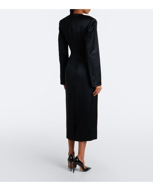 Rachel Gilbert Black Leeta Double-Breasted Satin Coat
