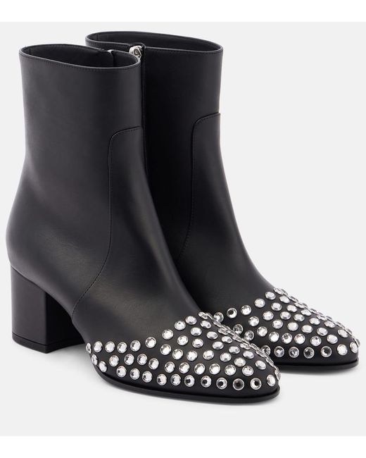 Alaïa Black 60 Embellished Leather Ankle Boots