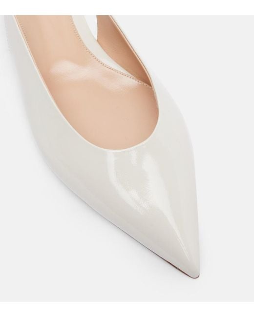 Gianvito Rossi White Robbie Patent Leather Slingback Flats
