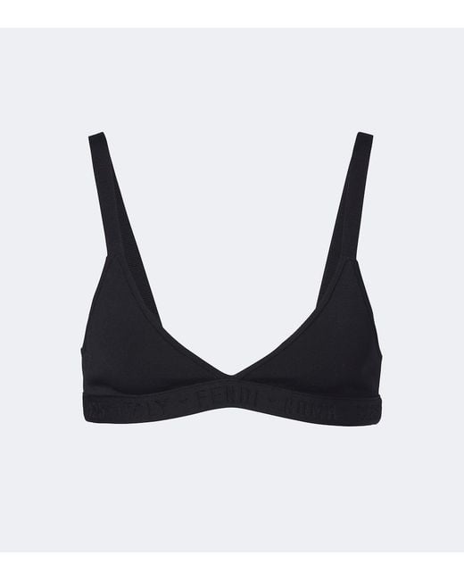Bralette Triangular Con Logo Fendi de color Black
