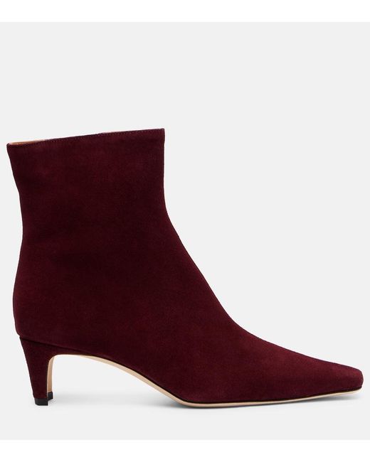 Staud Red Wally 55 Suede Ankle Boots