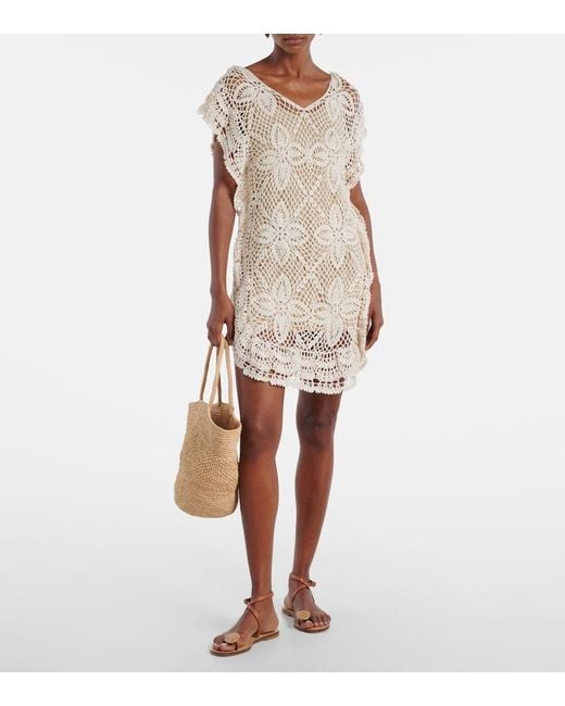 Anna Kosturova Natural Crochet Cotton Beach Dress
