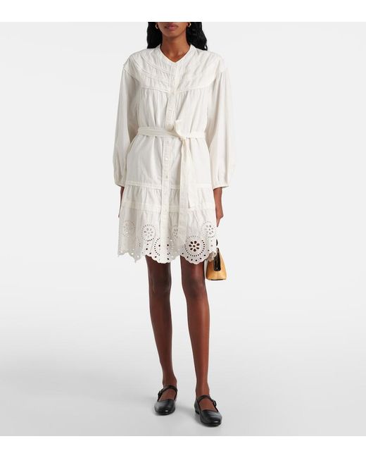 Velvet White Barb Broderie Anglaise Cotton Minidress