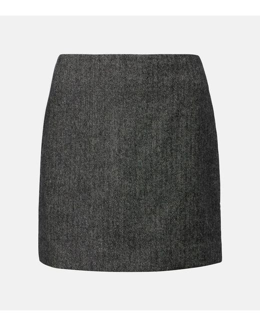 Blazé Milano Gray Coci Herringbone Wool-Blend Miniskirt