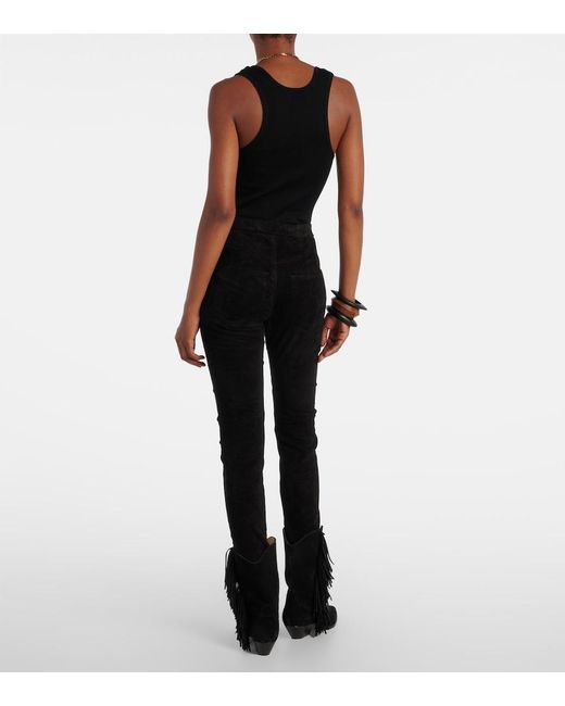Isabel Marant Black Dorothea Suede Slim Pants