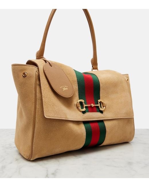 Gucci Natural Paparazzo Medium Suede Top-Handle Bag