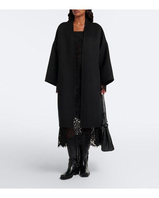 Fendi Black Belted Wool And Silk Coat