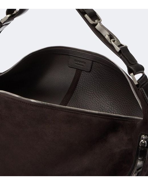 Lemaire Black Quiver Clip Large Suede Shoulder Bag for men