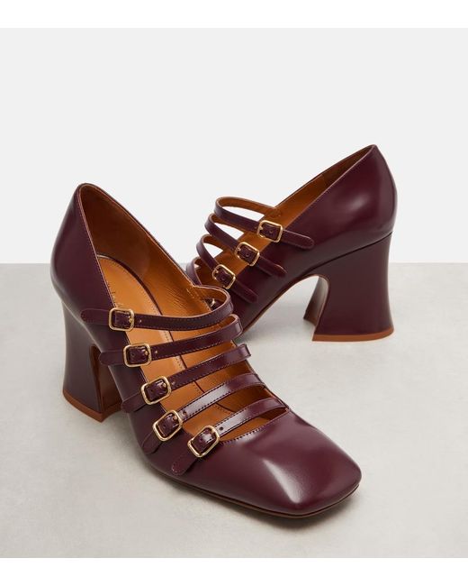 Chloé Brown Janis 80 Leather Mary Jane Pumps