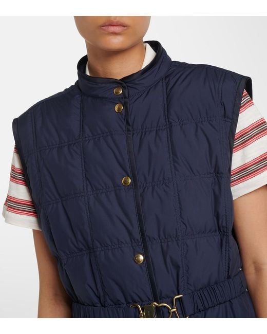 Moncler Blue Cygnette Belted Quilted Down Vest