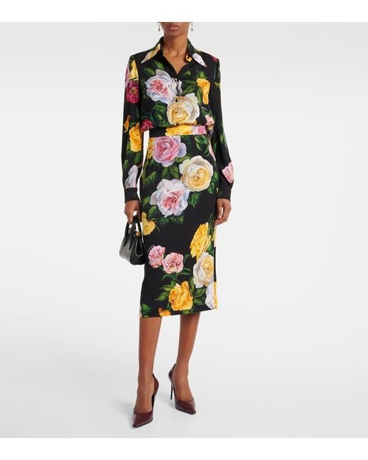 Dolce & Gabbana Black Printed Silk Shirt