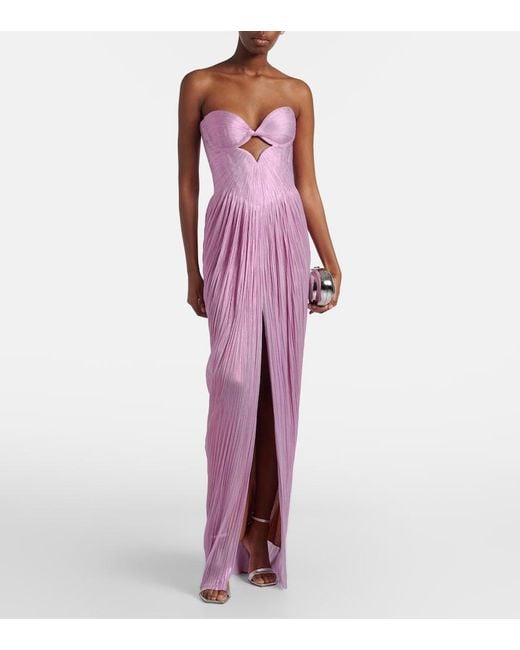 Maria Lucia Hohan Purple Stephanie Silk Tulle Bustier Gown