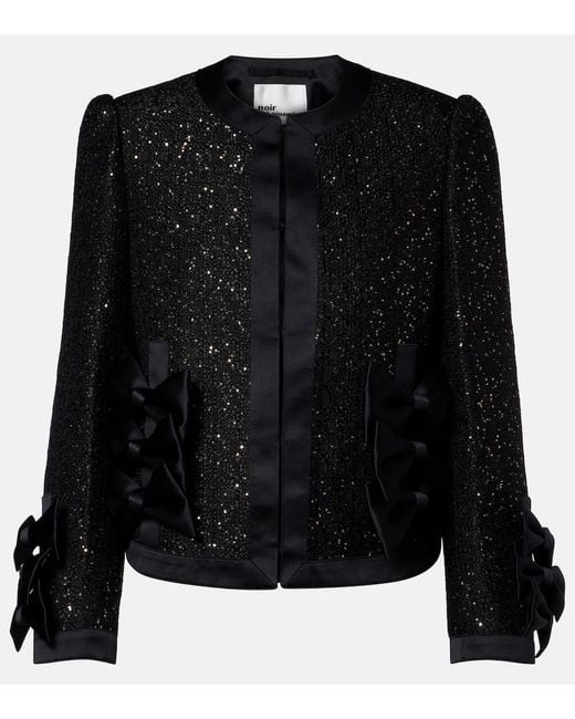 Noir Kei Ninomiya Black Satin-Trimmed Sequined Jacket