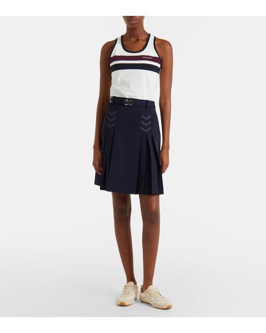 Tory Burch Blue Belted Pleated Miniskirt