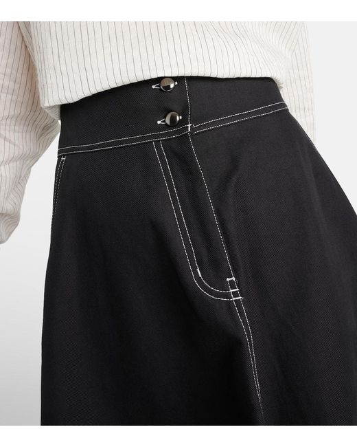 Max Mara Black Yamato High-rise Cotton And Linen-blend Midi Skirt