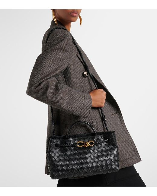 Bottega Veneta Black East-West Andiamo Intrecciato Leather Tote Bag