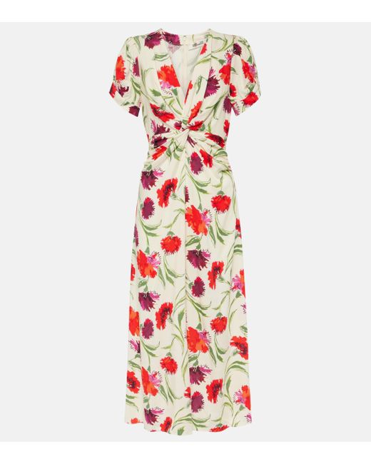 Diane von Furstenberg Red Clark Floral Midi Dress